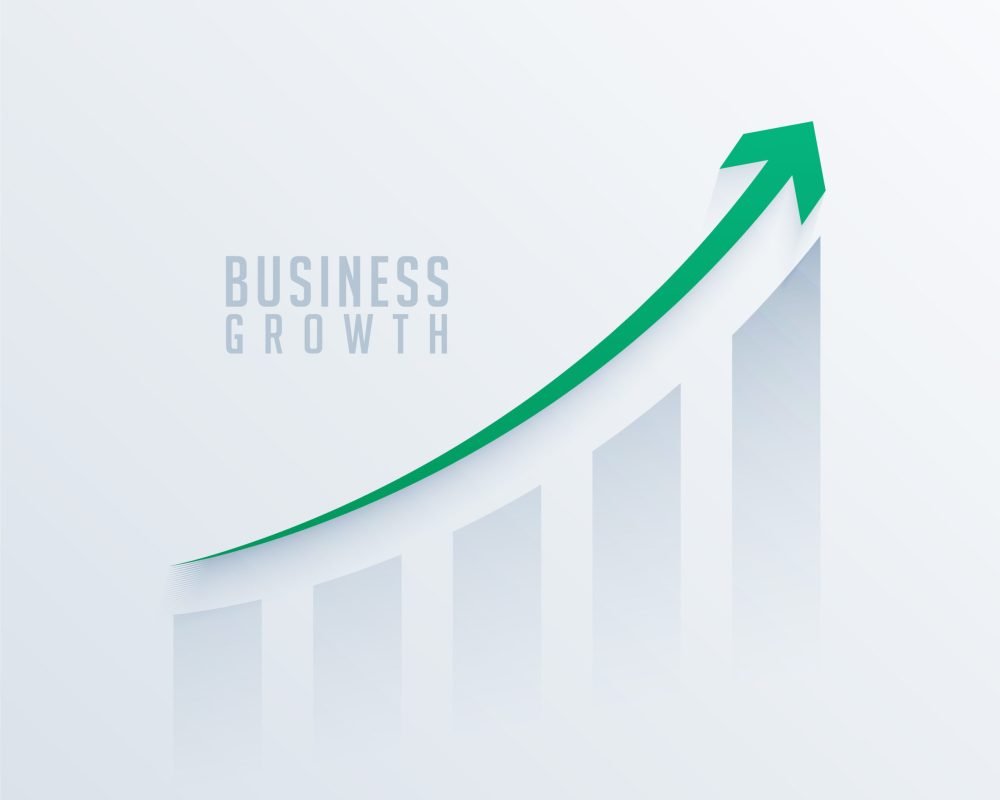 Business share market chart with green growth arrow vector